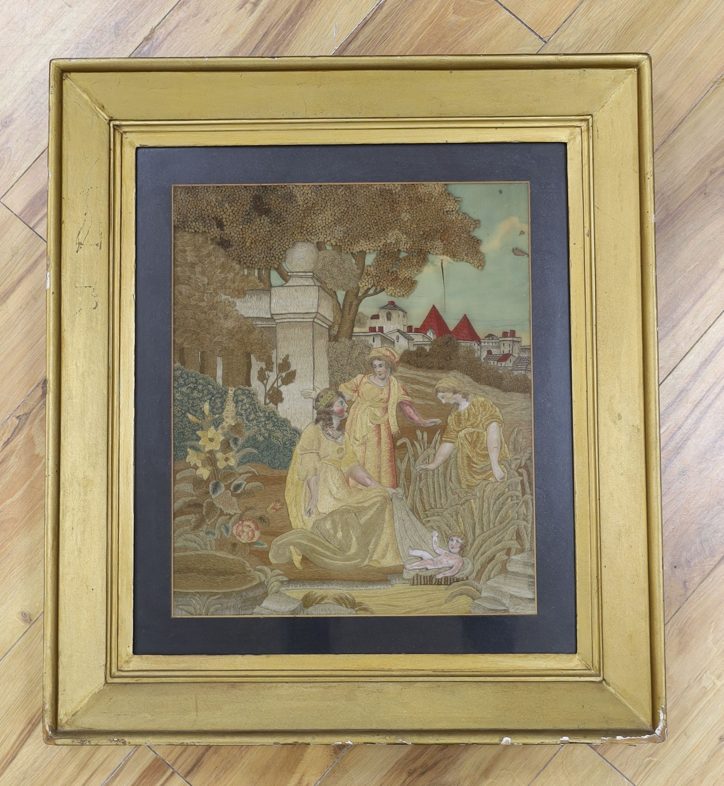 A Regency silkwork picture of Moses